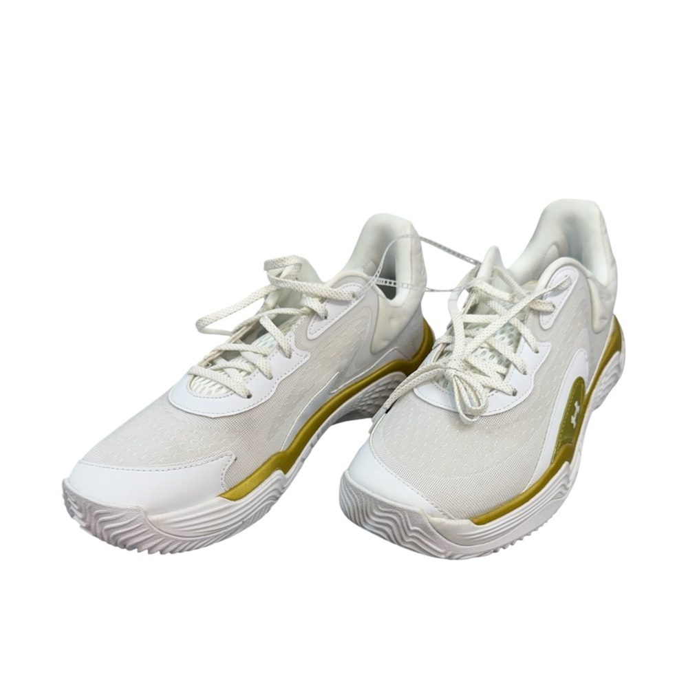 Under Armour Spawn 7 White Gold Basketball Shoes Men 10.5 NWOT